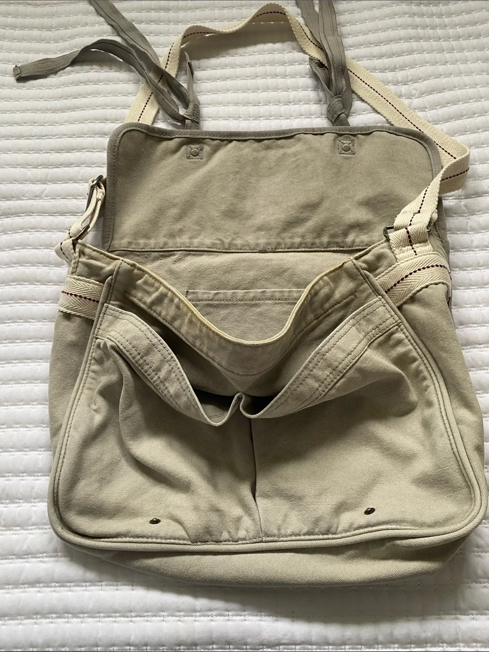 Hollister Vintage YK2 Neutral Grey  Canvas Messenger Bag with Adjustable Strap